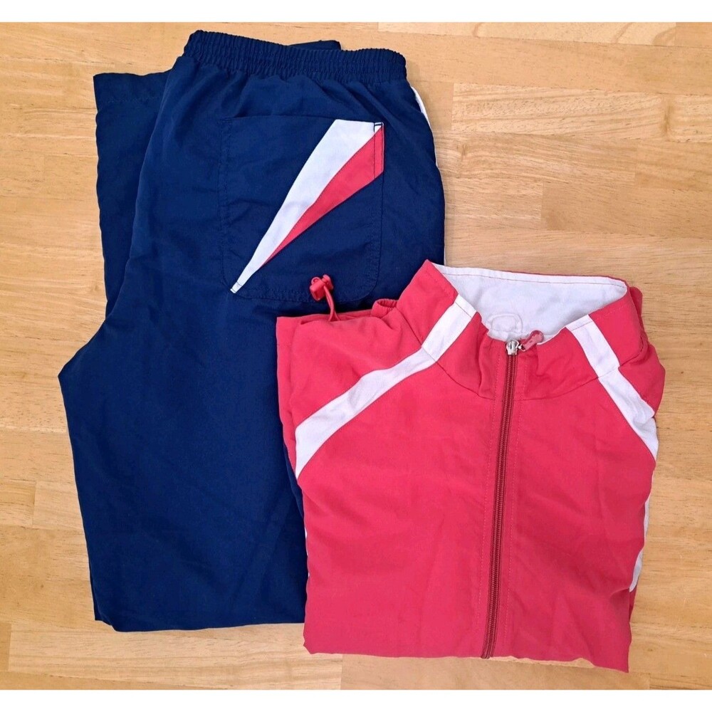AFI Sport Blue & Pink Track Suit Set L Jogging Mesh Gorpcore Urban Athletic Y2K